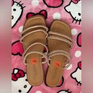 Mariella Beige Strappy Sandals with Rhinestone Accents